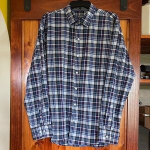 Van Heusen Men's Navy and White Plaid Shirt